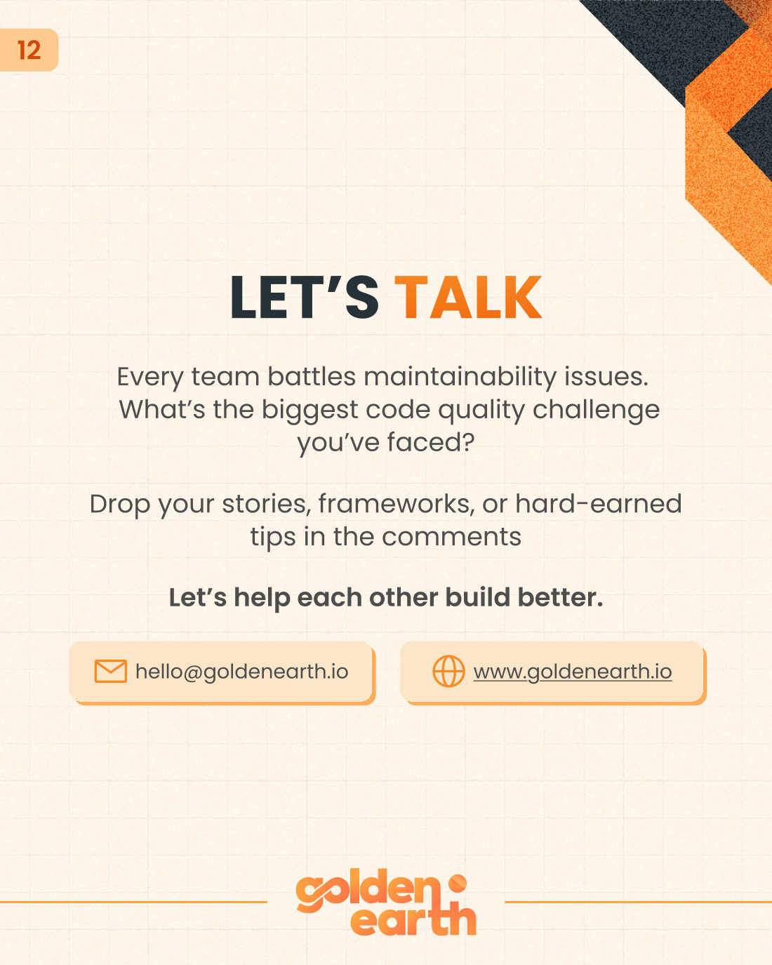 Code Quality & Maintainability: The Real Reason Your App Slows Down - slide 12 of 12